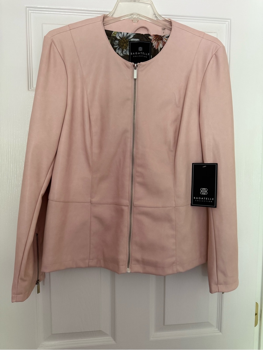 Blush pink faux leather jacket